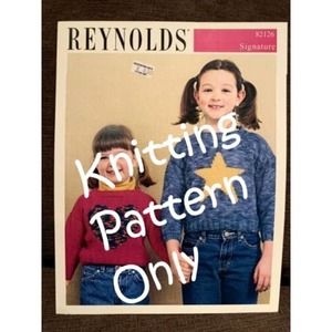 New Reynolds Signature 82126 Child Star & Heart Pullover Knitting Pattern New
